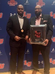 With Lincoln PA women’s head coach Darrel Mosley after receiving the Lifetime Achievement Award at Lincoln.